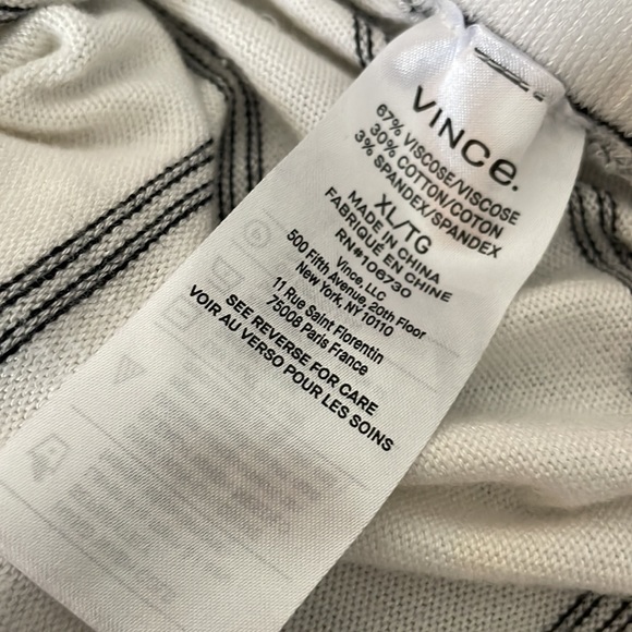 Vince Stripe 2 pc Set Sweater Knit Summer Shorts / Top black and white XL - Picture 9 of 14